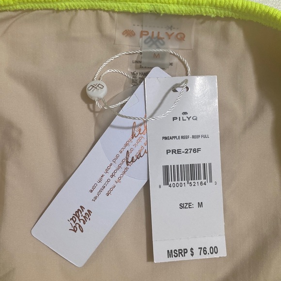 PILYQ Bikini Set; Ultra Violet Midi Ring Bralette Top & Pineapple Reef Full Bttm - Picture 6 of 8